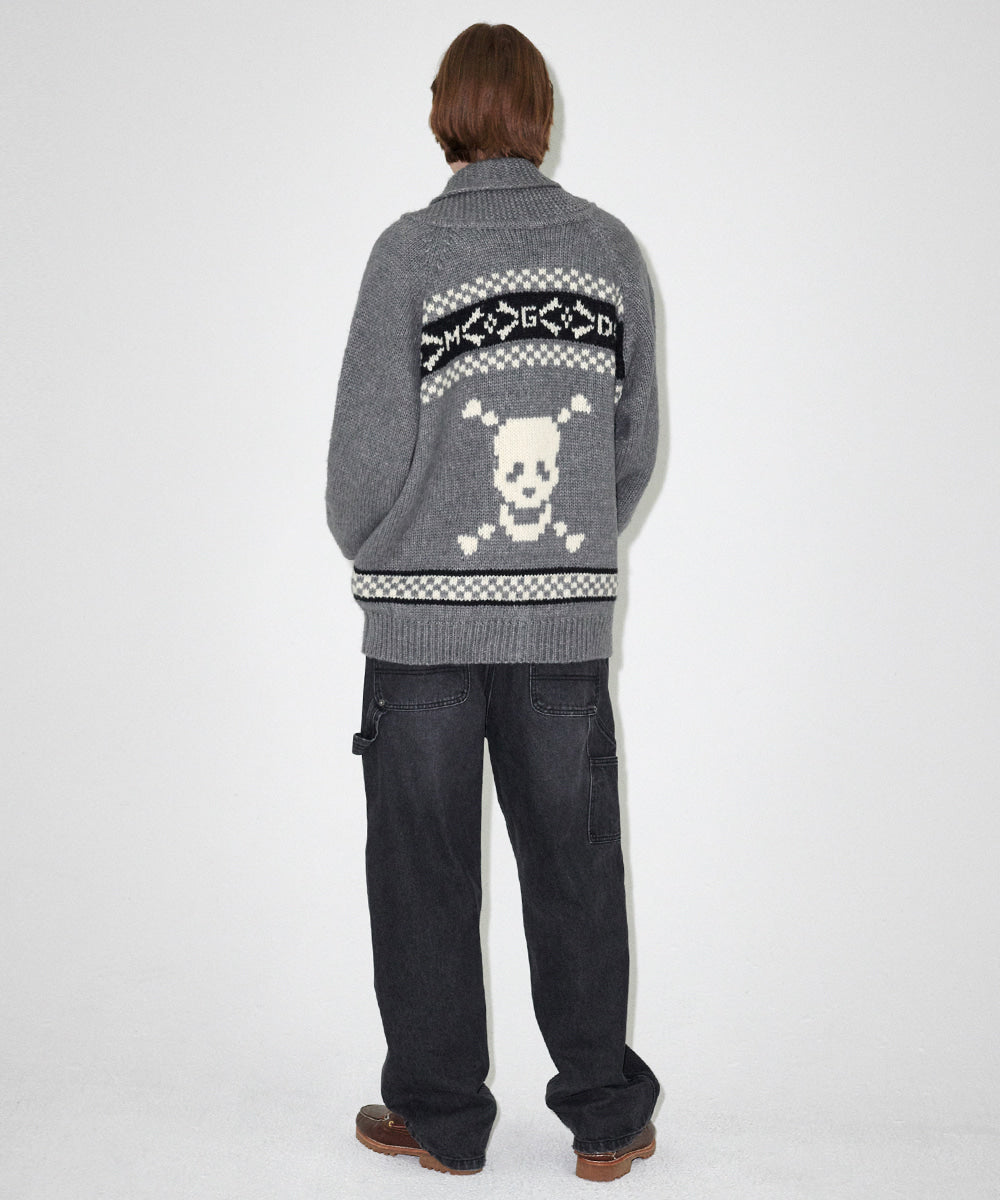 Mahagrid Skull Cowichan Knit Sweater
