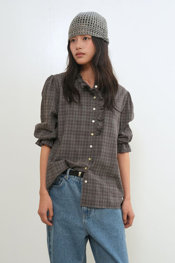 General Idea WOMAN Check Frill Blouse