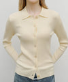 Marithé François Girbaud W Slim Fit Collar Cardigan Cream