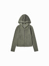 ADLV Woman Washed Rip Hoodie Zip Up