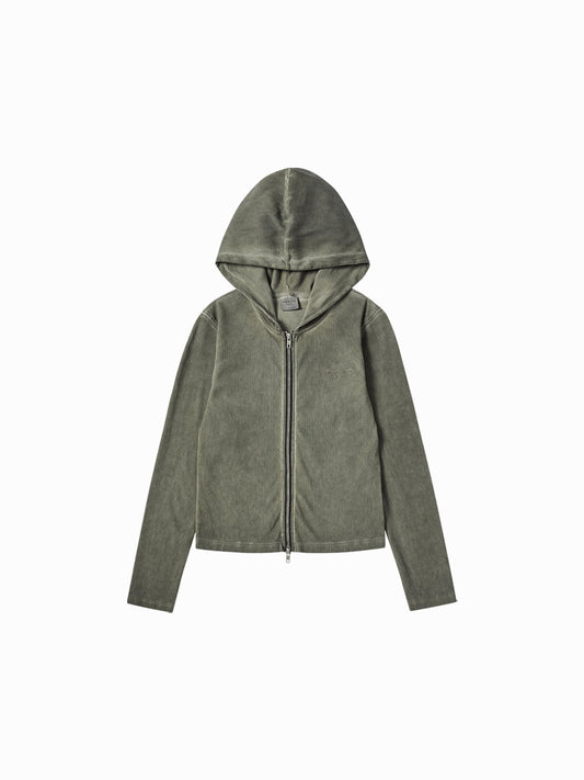 ADLV Woman Washed Rip Hoodie Zip Up