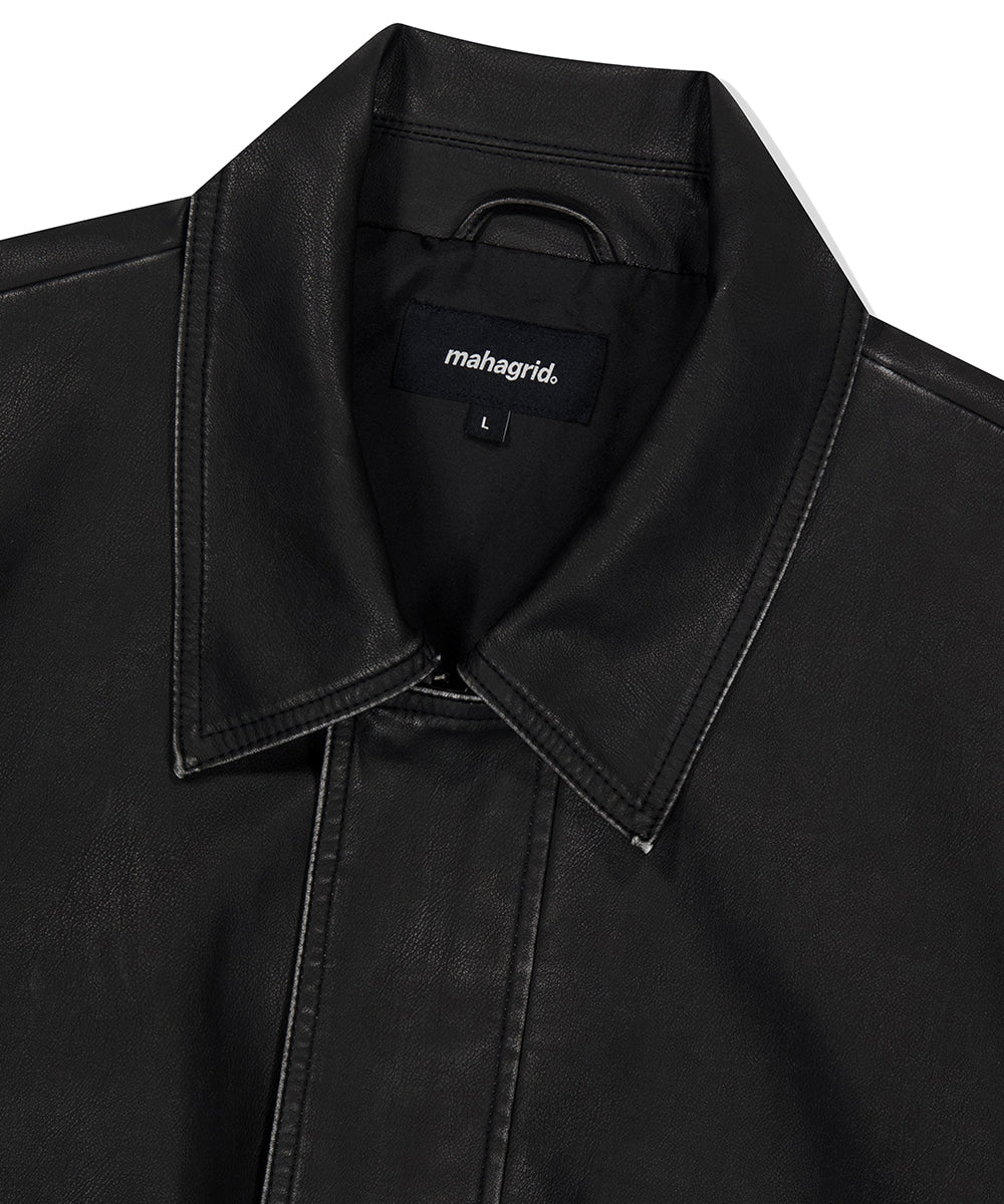 Mahagrid Washed Faux Leather Blouson