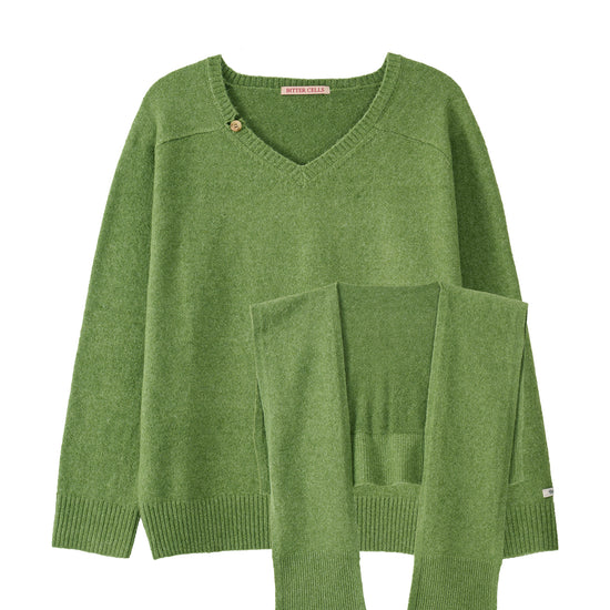Bitter Cells [SET] Essential V Neck Knit & Shawl