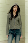 ADLV Woman Washed Rip Hoodie Zip Up