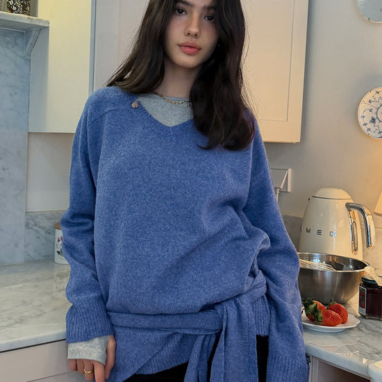Bitter Cells [SET] Essential V Neck Knit & Shawl