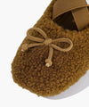 Marithé François Girbaud Kids Cross Banding Shearling Flat Shoes Brown