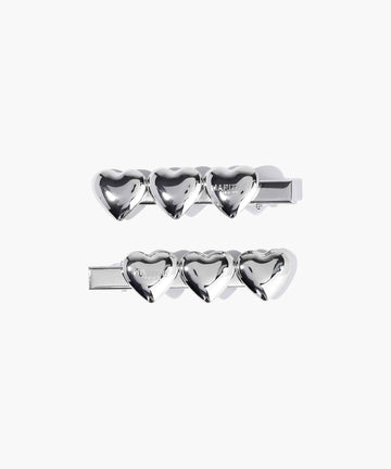Marithé François Girbaud Regular Logo Heart Metal Hair Pin 2-Pack Silver