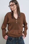 General Idea WOMAN Sheer Henley Neck Pullover