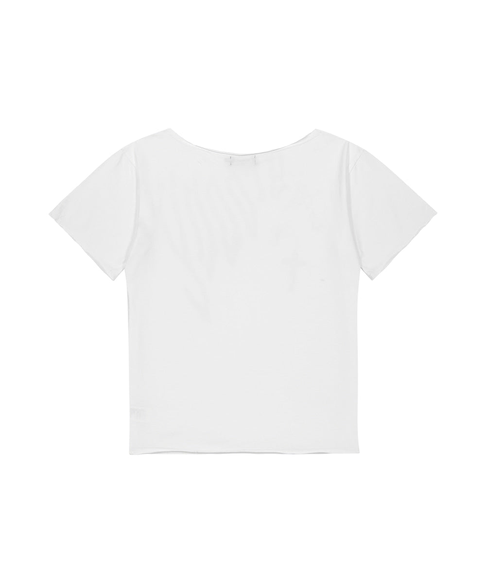 Mahagrid Groovy One Shoulder Tee in White
