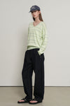 General Idea WOMAN Mix Stripe V-Neck Pullover