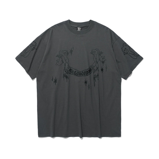 Nice Ghost Club Heavenly Bear Angel Big Big Tee [Charcoal]