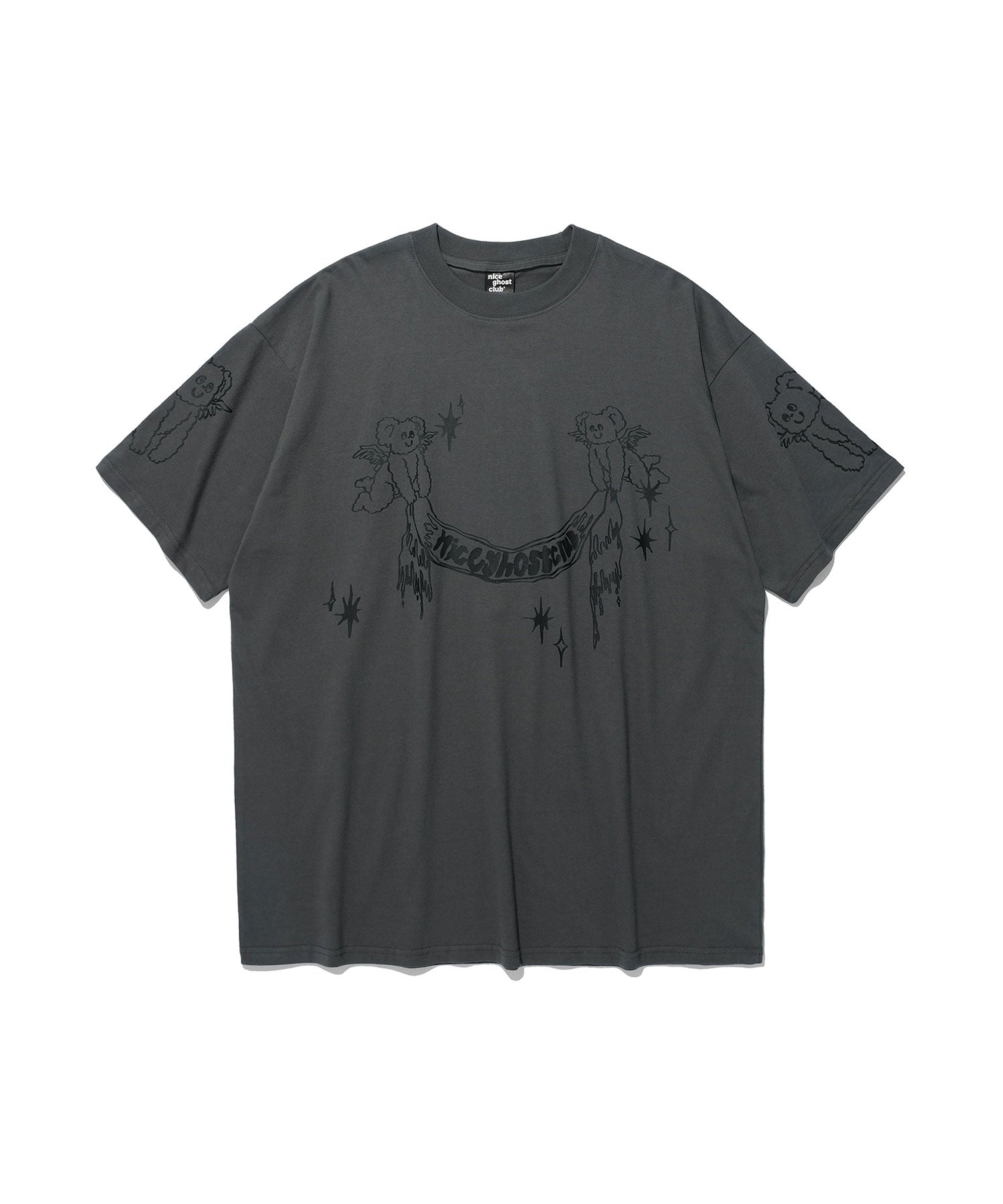 Nice Ghost Club Heavenly Bear Angel Big Big Tee [Charcoal]