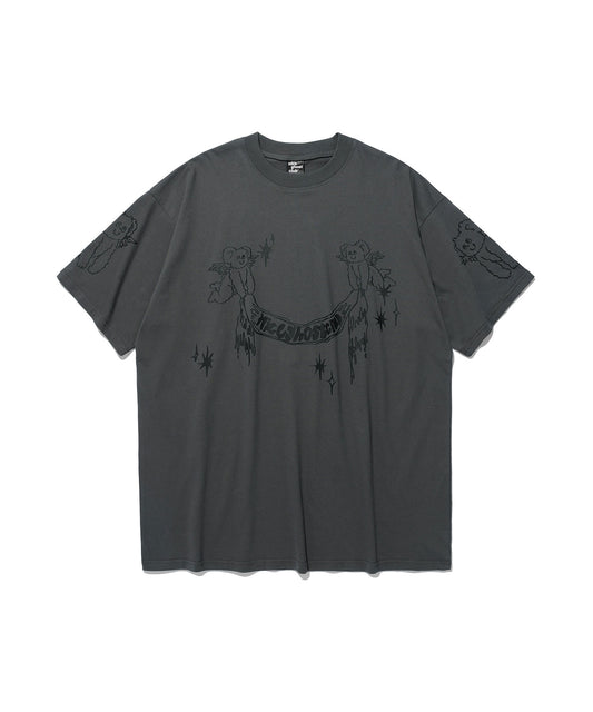Nice Ghost Club Heavenly Bear Angel Big Big Tee [Charcoal]