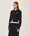 Marithé François Girbaud W SMALL CLASSIC LOGO CROP KNIT HOODIE ZIPUP black
