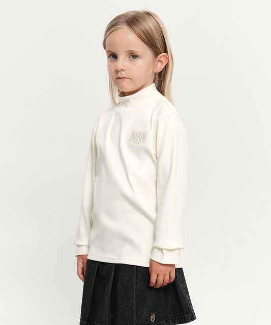 Marithé François Girbaud Kids Classic Logo Half Neck Long Sleeve - Ivory