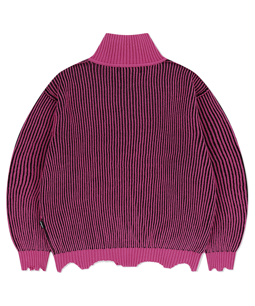 Mahagrid CUTTING CONTRAST HALF ZIP-UP KNIT