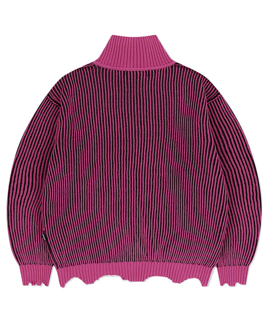 Mahagrid CUTTING CONTRAST HALF ZIP-UP KNIT