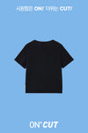 General Idea WOMAN Temperature-Cut Crew Neck Half Cardigan [BLACK]