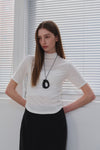 General Idea WOMAN Acetate Mock Neck Short Sleeve T-Shirt