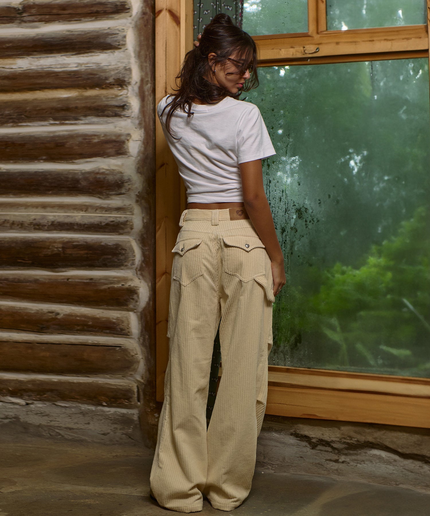 Bitter Cells Owl Corduroy Pants-Cream