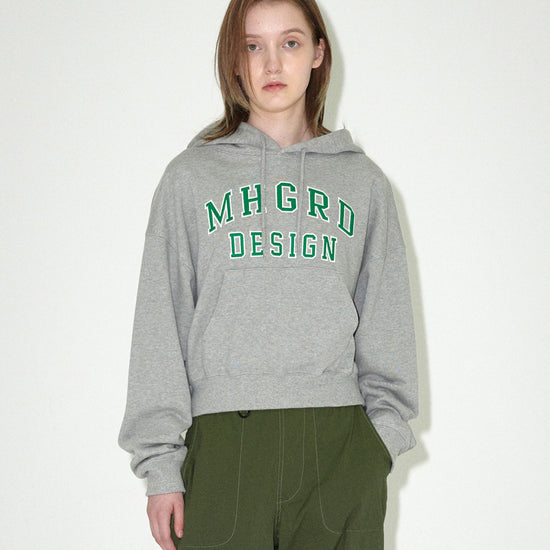 Mahagrid MHGRD APPLIQUE CROP HOODIE [GREY]