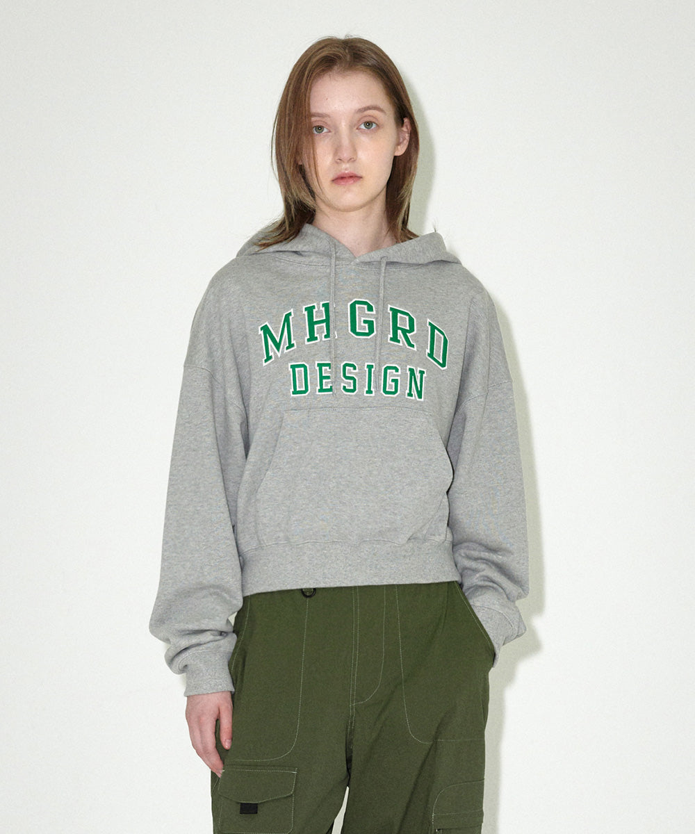 Mahagrid MHGRD APPLIQUE CROP HOODIE [GREY]