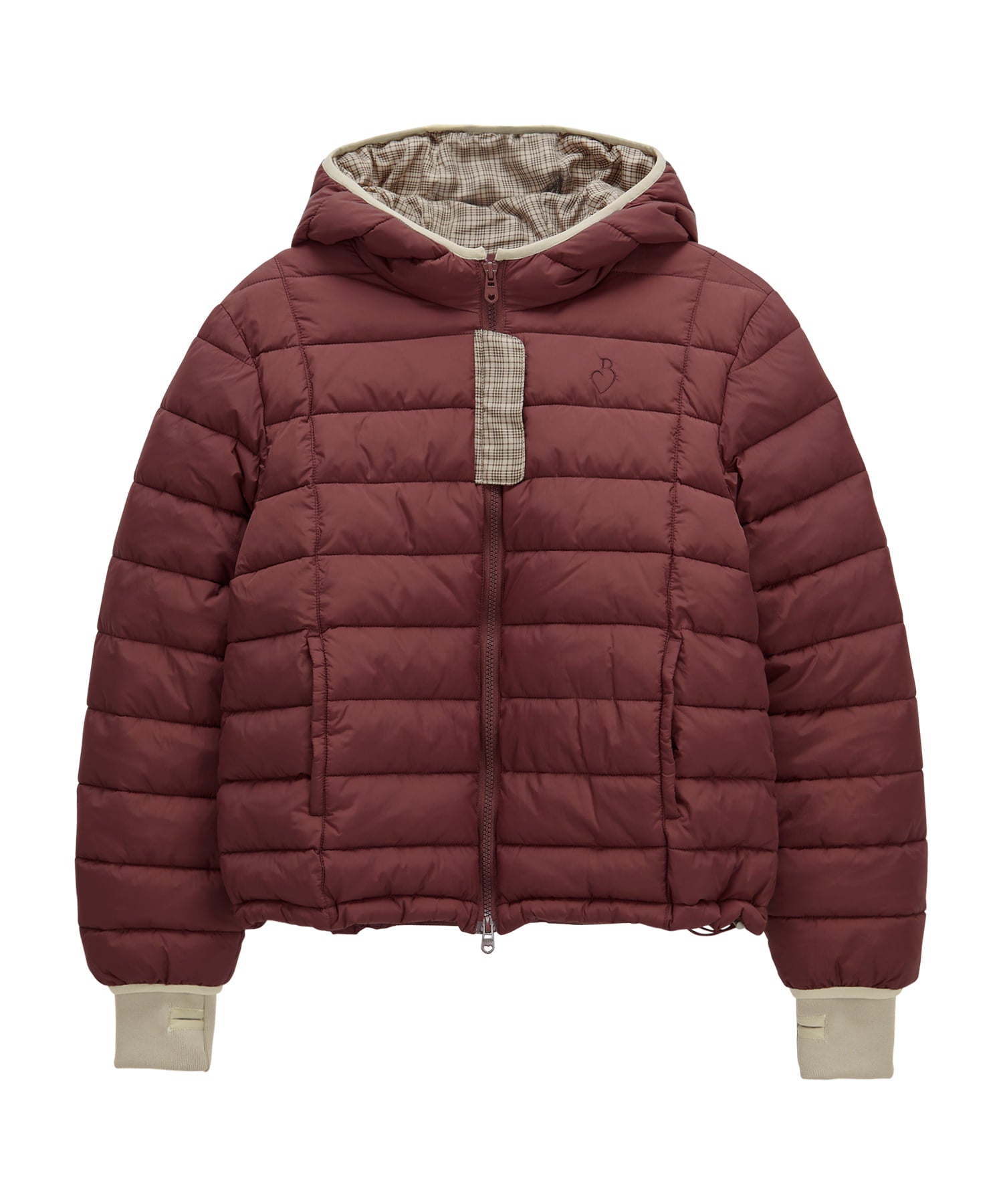 Bitter Cells Hood Check Light Puffer Jacket