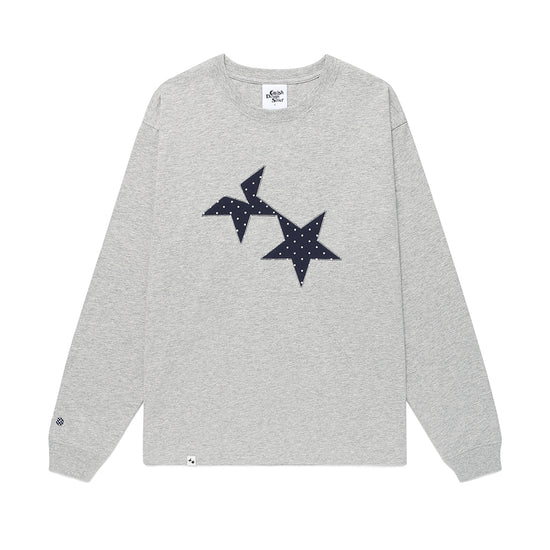 Cavish Twin Star Dot Applique Long Sleeve Tee Grey