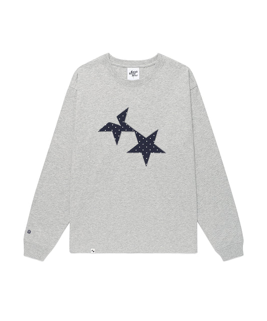Cavish Twin Star Dot Applique Long Sleeve Tee Grey