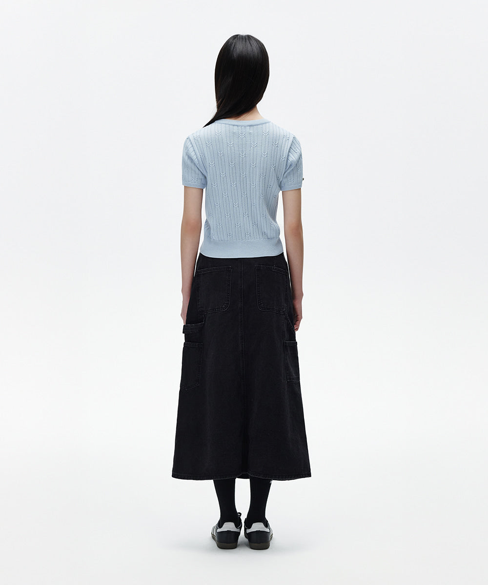 Mahagrid Cable Half Sleeve Knit