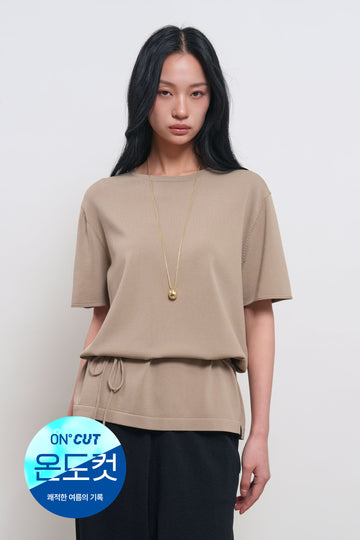 General Idea WOMAN Temperature-Cut Cool Relaxed-Fit Knit T-Shirt [TAUPE]
