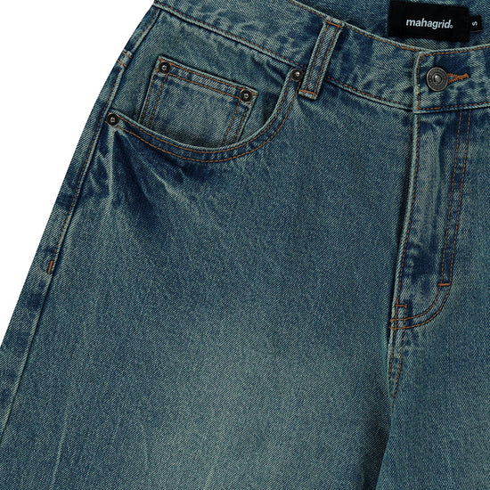 Mahagrid Mud Washing Denim Short