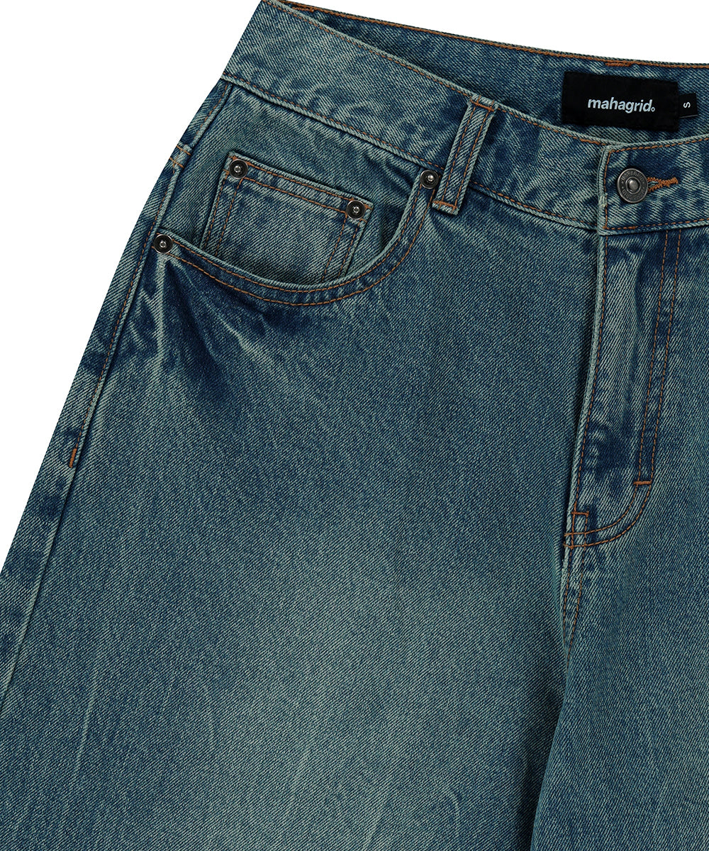 Mahagrid Mud Washing Denim Short