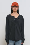 General Idea WOMAN Loose Fit Henley Neck T-Shirt