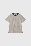 General Idea MAN Minimal Embroidery Stripe Short Sleeve T-Shirt [BROWN]