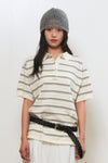 General Idea WOMAN Stripe Loose Collar Half Knit