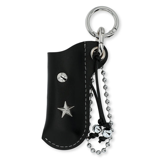 Mahagrid Piercing Leather Lighter Case [Black]