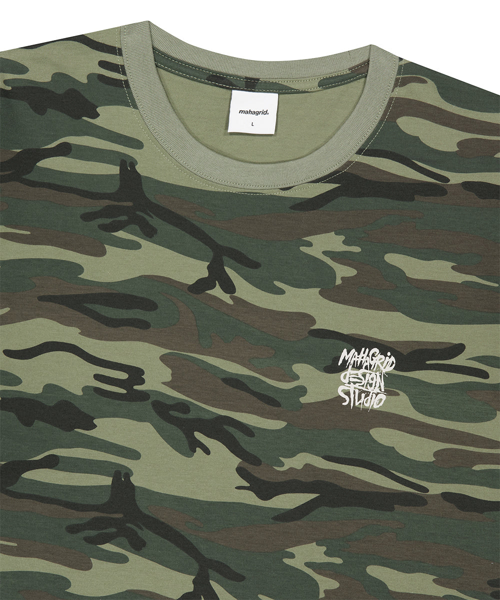 Mahagrid Camo Pattern Slash Logo Tee