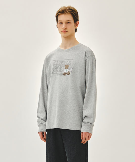 Marithé François Girbaud DOODLE CLASSIC LOGO LONG SLEEVE TEE HEATHER GRAY