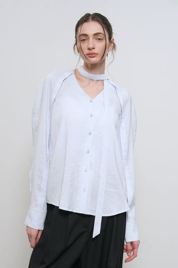 General Idea WOMAN V-Neck Scarf Blouse