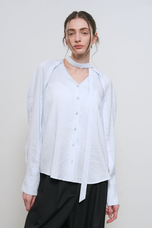 General Idea WOMAN V-Neck Scarf Blouse