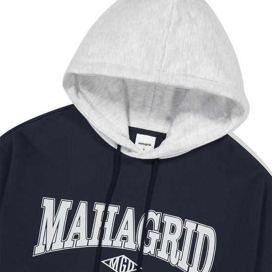 Mahagrid Basic Color Block Hoodie Navy