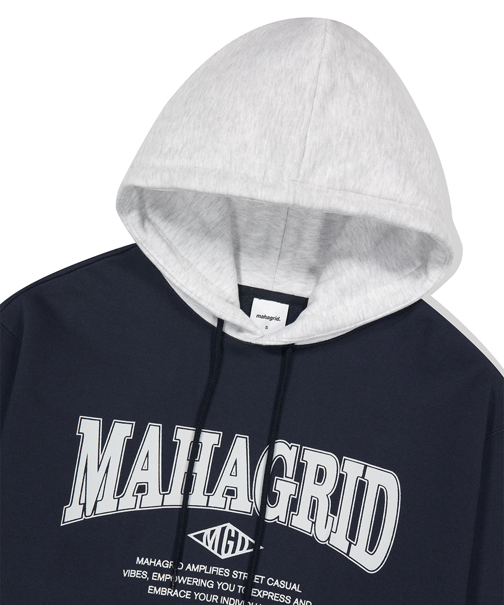 Mahagrid Basic Color Block Hoodie Navy