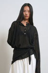 General Idea WOMAN Sheer Henley Neck Pullover