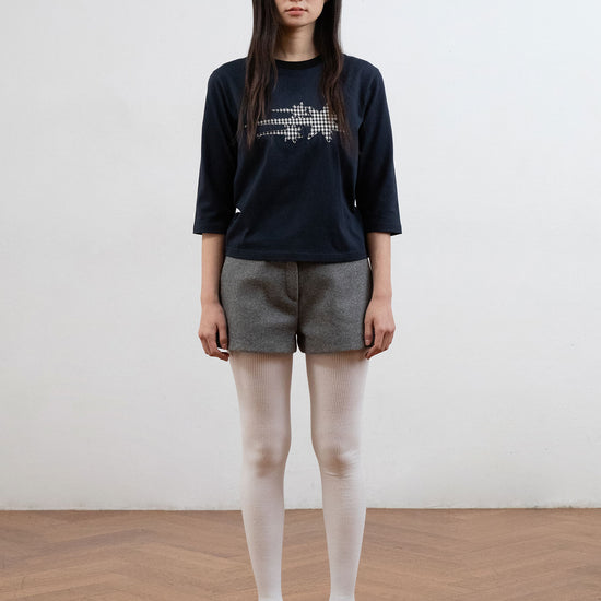 Nice Ghost Club 3 Star Applique 3/4 Sleeve Tee [Navy]