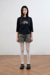 Nice Ghost Club 3 Star Applique 3/4 Sleeve Tee [Navy]