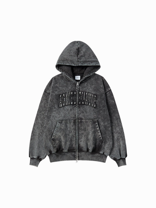ADLV Applique Washing Hoodie Zip Up