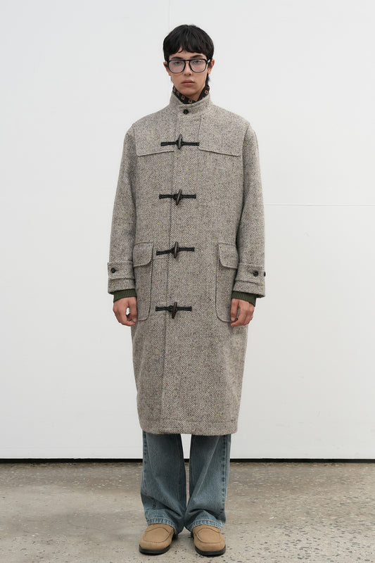 General Idea MAN Herringbone High-Neck Duffle Coat [BEIGE]