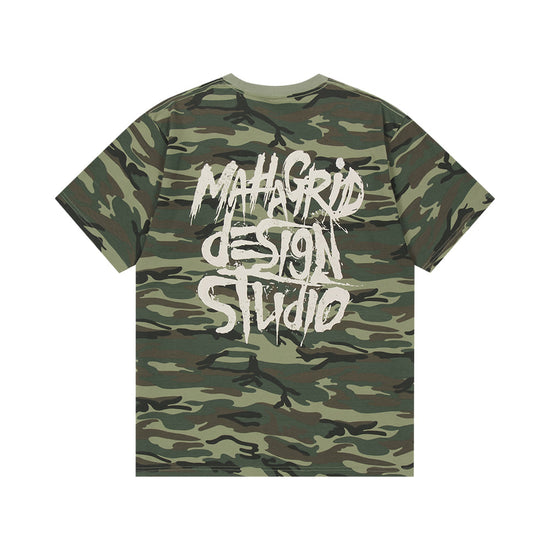 Mahagrid Camo Pattern Slash Logo Tee