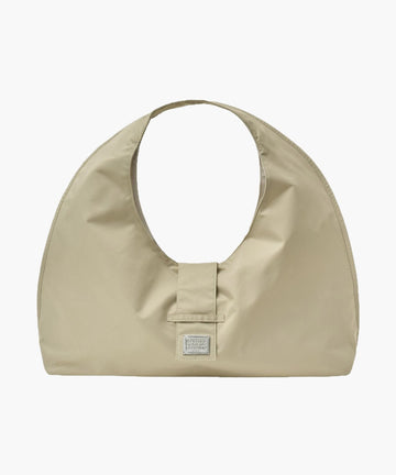 Marithé François Girbaud Classic Logo Buckle Big Shoulder Bag in Beige